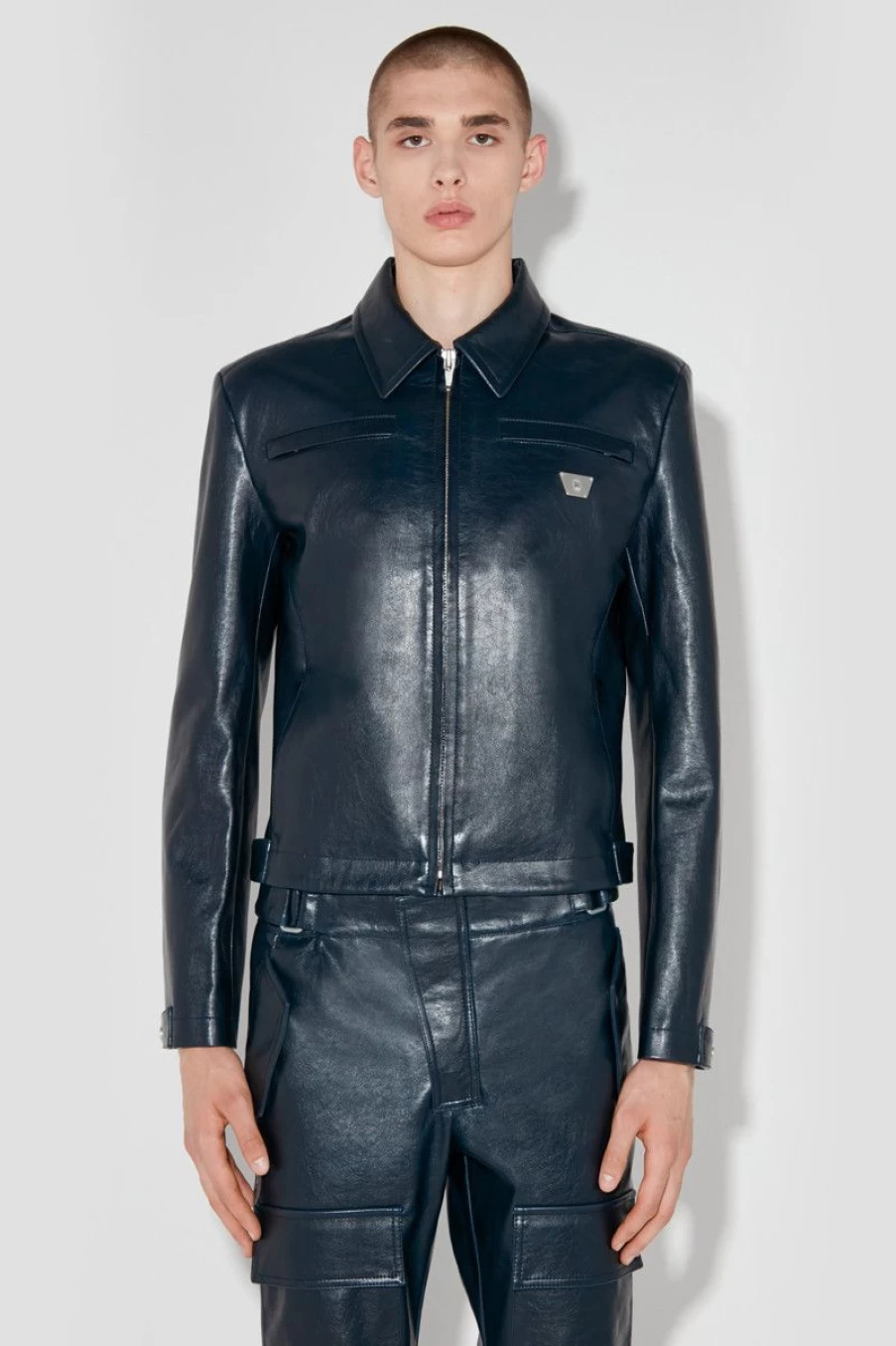 MISBHV Faux Leather Jacket Midnight Blue Online