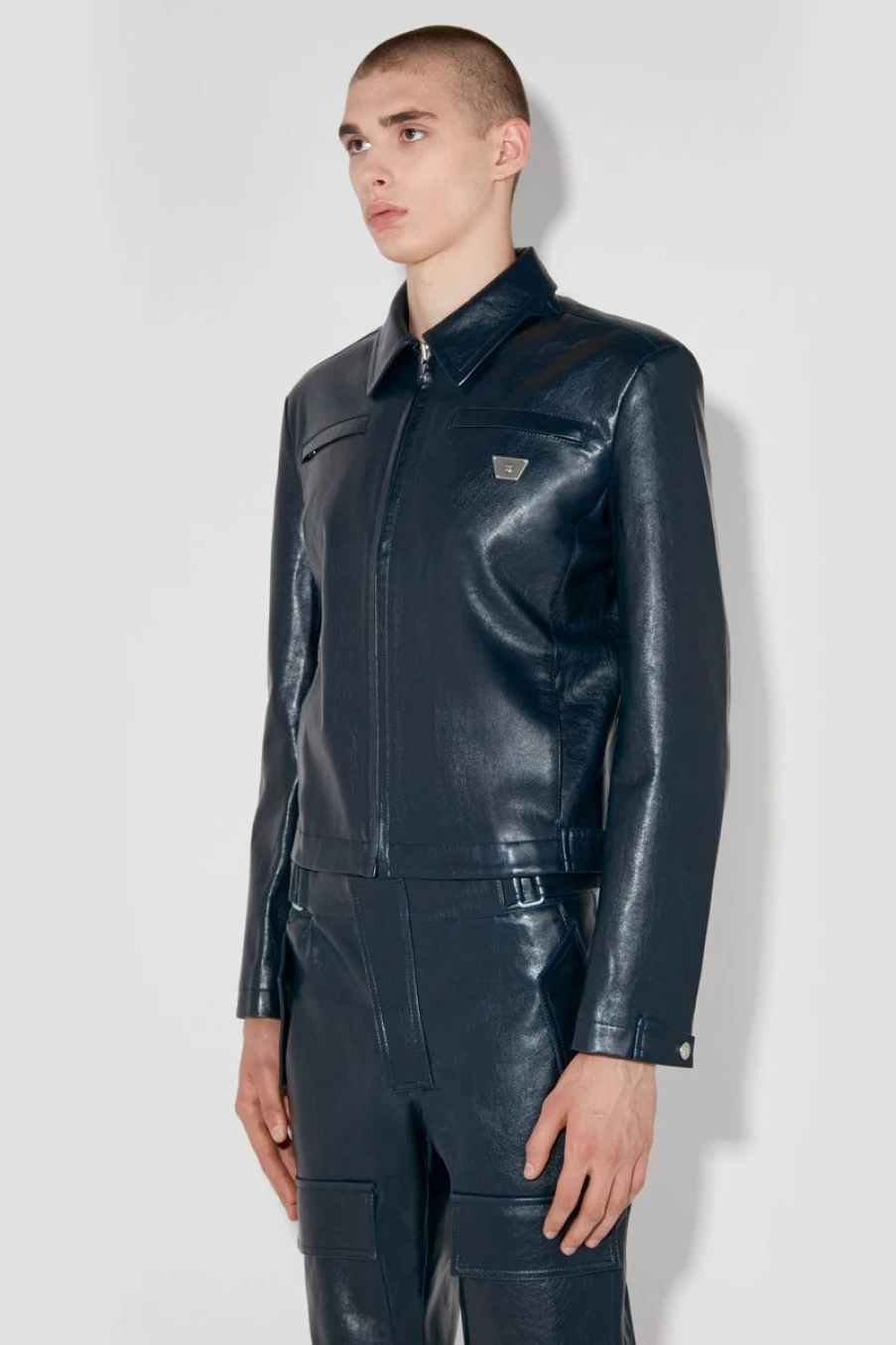 MISBHV Faux Leather Jacket Midnight Blue Online