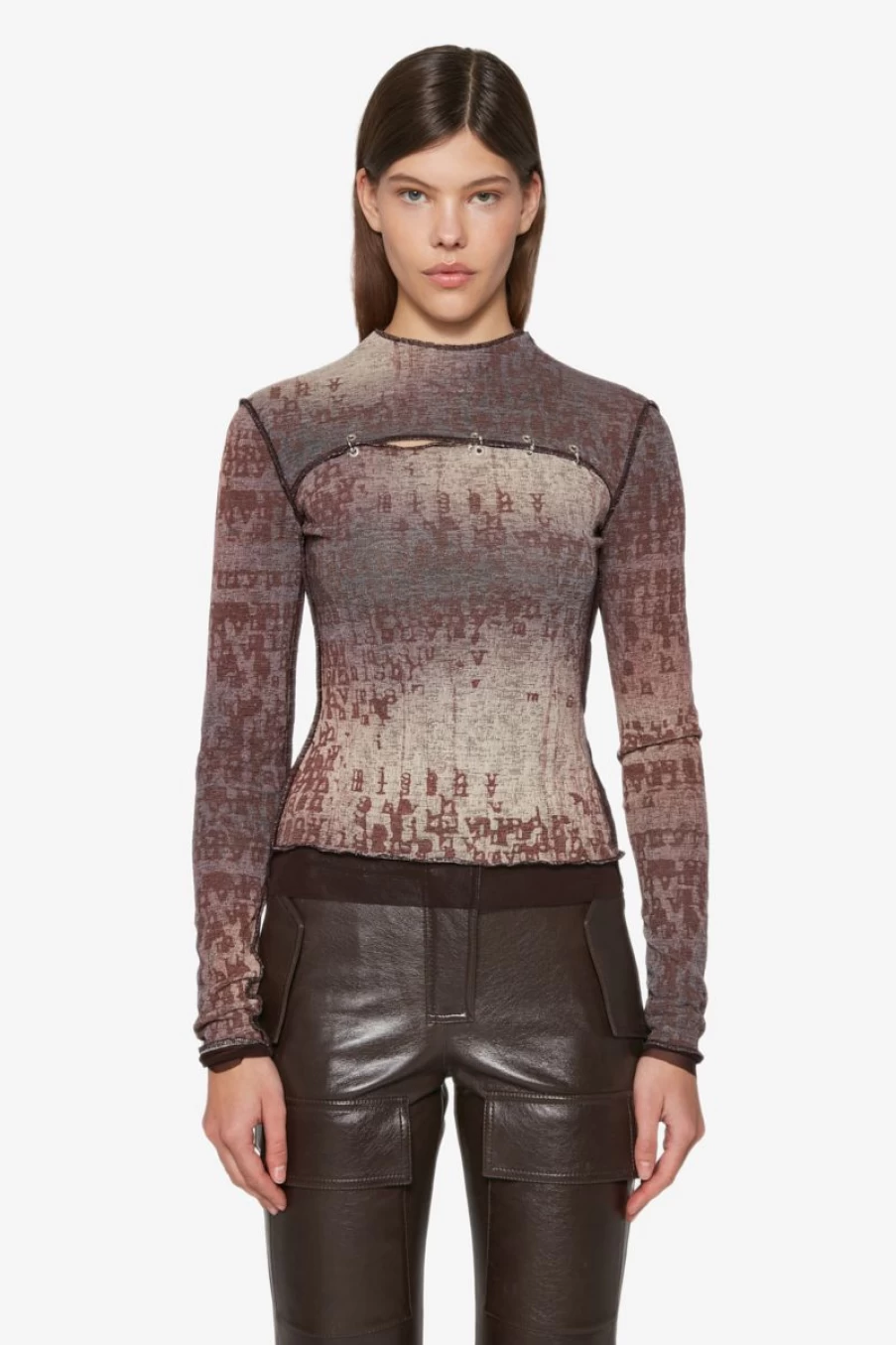 MISBHV Typewriter Pierced Longsleeve Brown Clearance