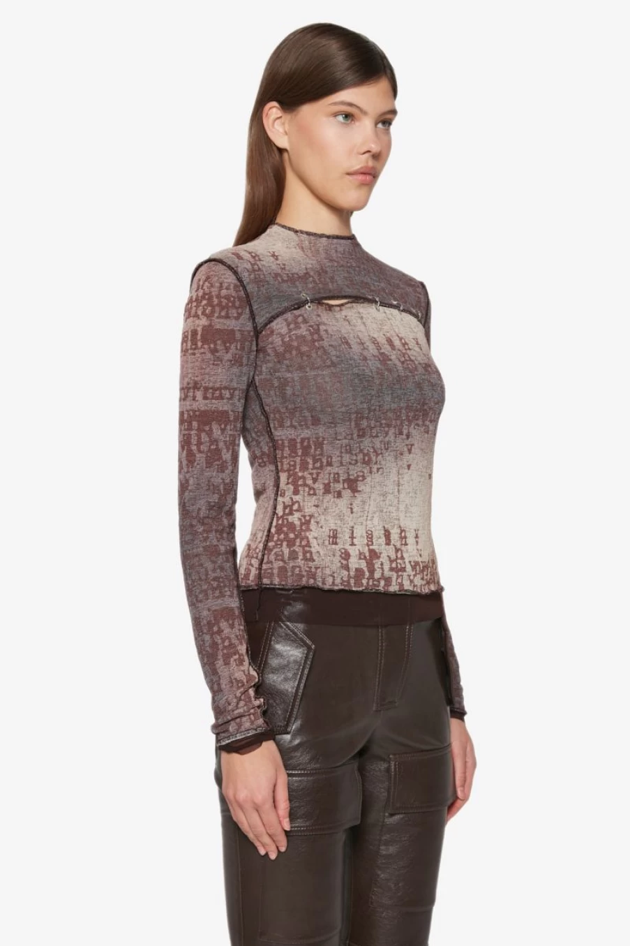 MISBHV Typewriter Pierced Longsleeve Brown Clearance