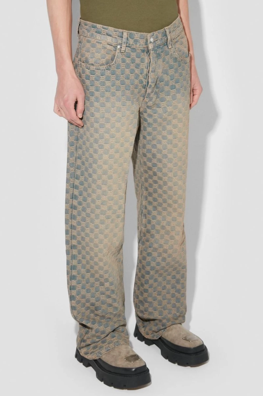 MISBHV Jacquard Denim Monogram Trousers Blue Clearance