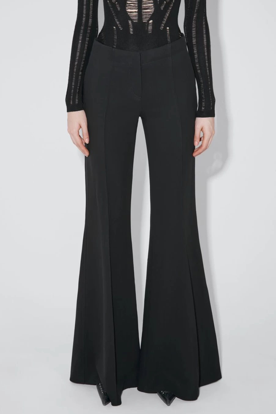 MISBHV Fluid Flared Crepe Trousers Black Best