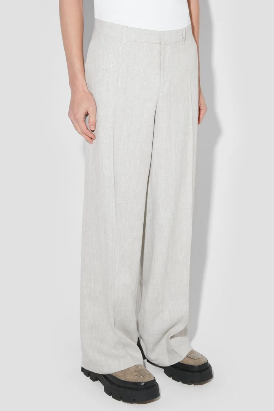 MISBHV Washed Linen Tailored Trousers Off White Best