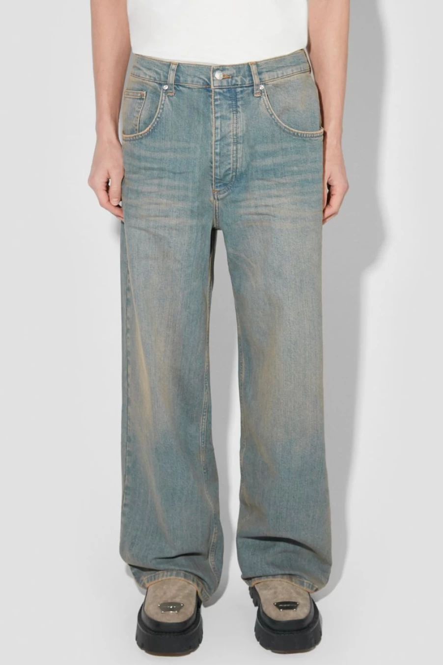 MISBHV Sunset Wash Baggy Denim Trousers Blue Clearance