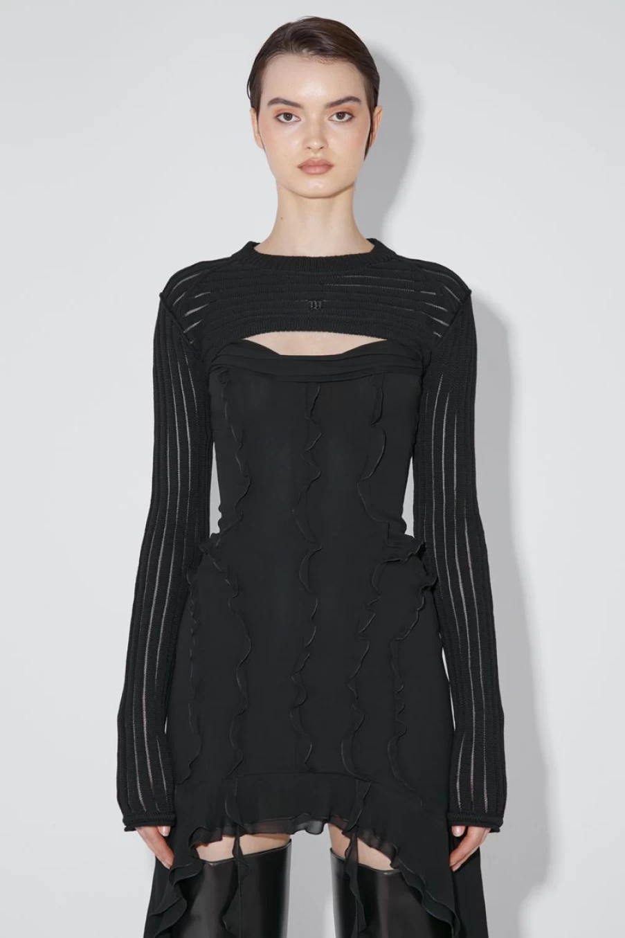 MISBHV Monofilament Pinstripe Shrug Black New