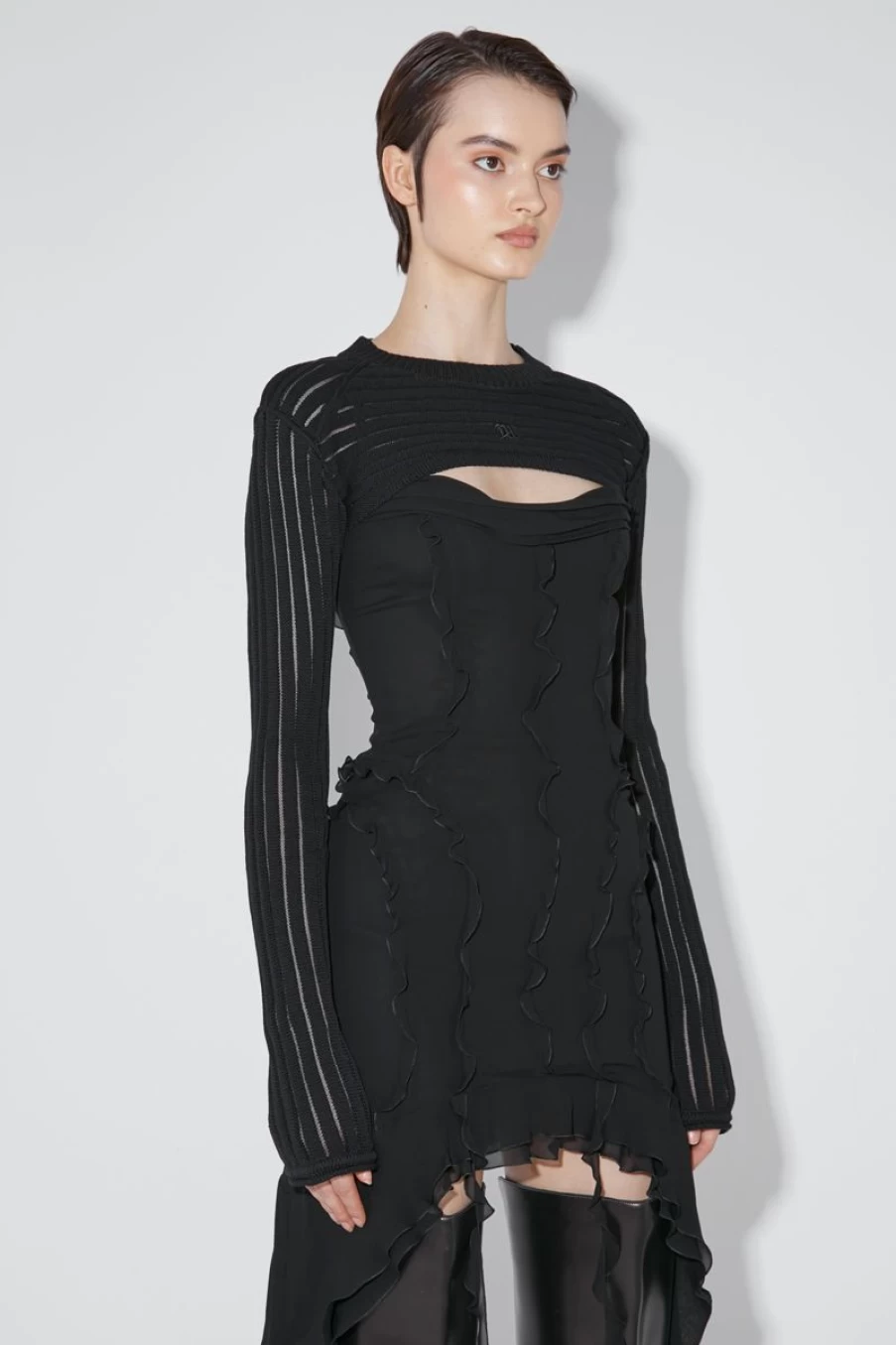 MISBHV Monofilament Pinstripe Shrug Black New